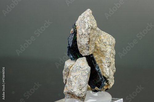 macro mineral stone Vivianite on a black background photo