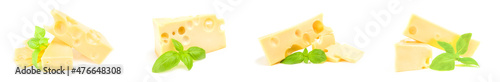 Set of cheese isolated on a white background cutout