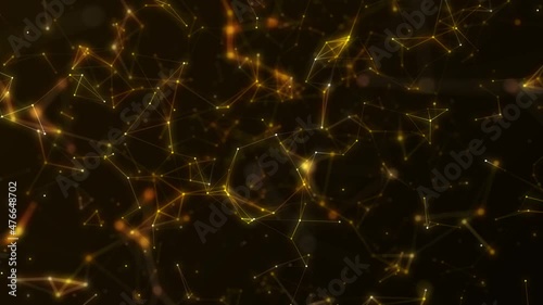 Digital Plexus background.Data technology and scientific illustration. Moving dots and lines network connection structures. 3d rendering. 4K