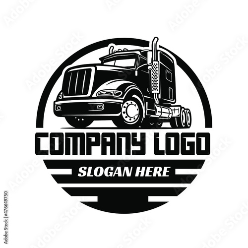 Trucking company logo, semi truck logo, 18 wheeler ready made logo template set vector isolated