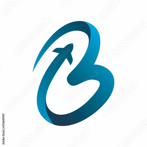 initial b letter aero plane logo design