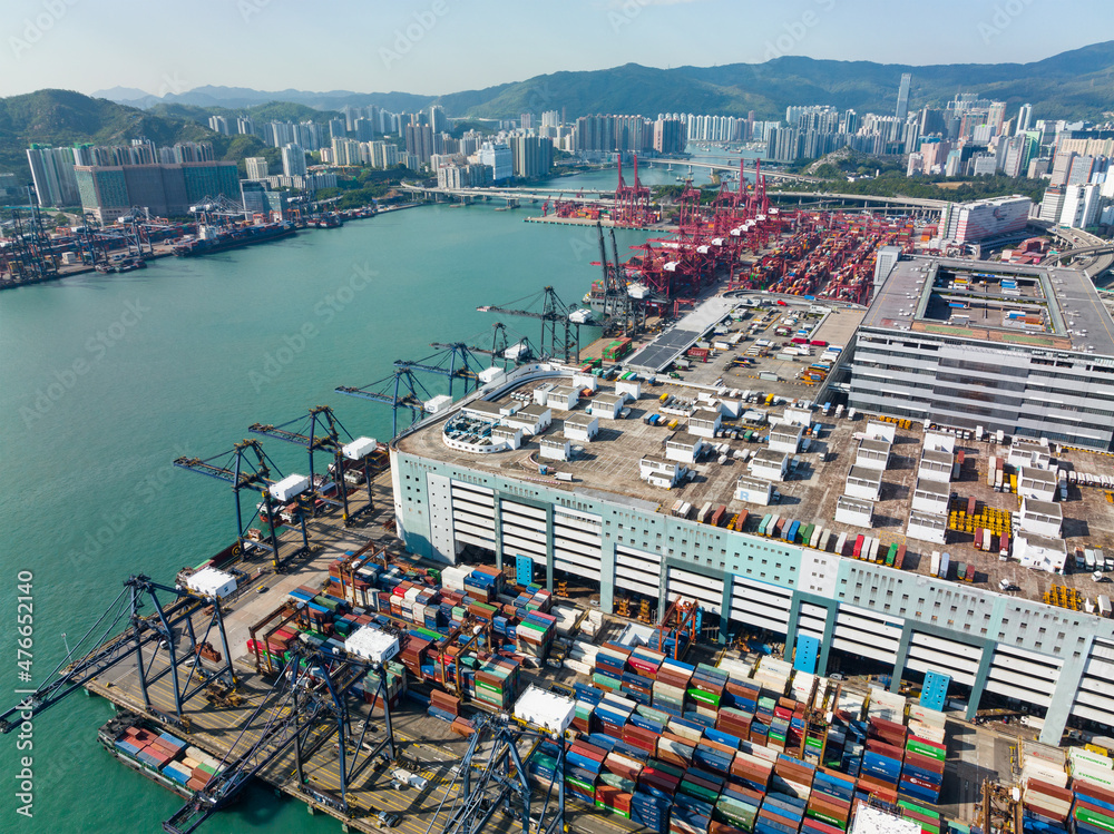 Top view of Hong Kong cargo terminal