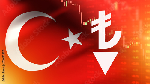 Turkish Lira logo. Fall of ...