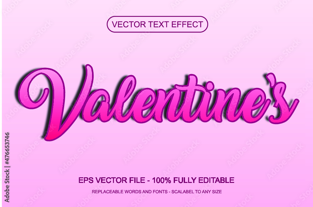 Valentine pink text effect and editable text effect Premium Vector