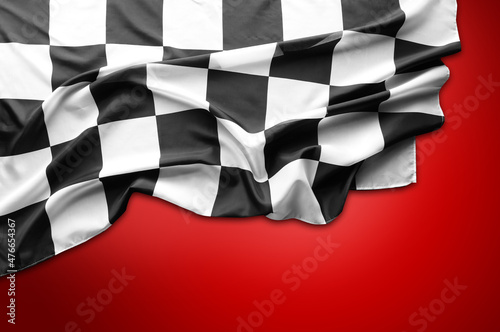 Checkered flag on red
