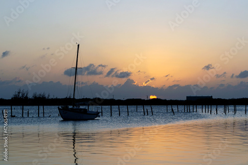 Sunset over Caribbean Sea in Belize