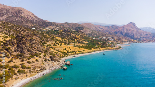 Beautiful greek seascape at sunny day. Place of south Crete