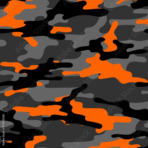Fotografia orange modern army vector camouflage print, seamless pattern for clothing headband or print