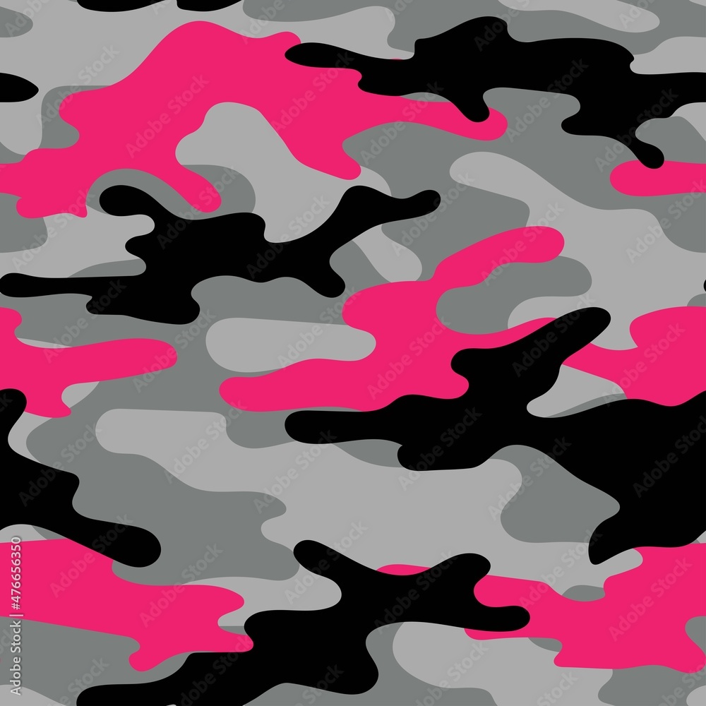 pink army camouflage. vector print for clothes or print. seamless pattern	