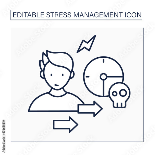 Temporary stress line icon. Periodically emotional or physical tension. Mental health concept. Isolated vector illustration. Editable stroke