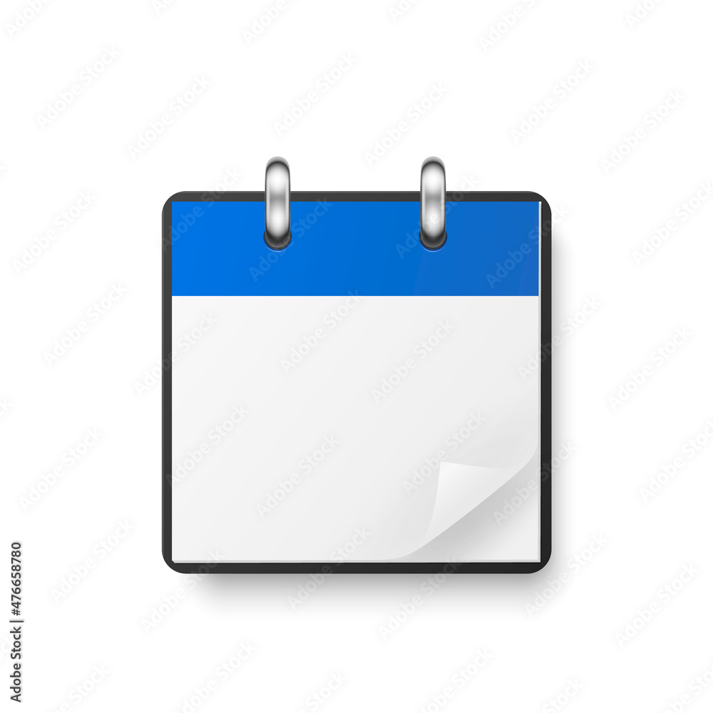Vector 3d Blue Modern Simple Minimalistic Realistic Calendar Icon Isolated. New Year, Holiday Eve Concept. Design Template of Paper Calendar. Square Isolated Calendar with Folded Paper Corenr of Sheet Vector 3d Blue Modern Simple Minimalistic Realistic Calendar Icon Isolated. New Year, Holiday Eve Concept. Design Template of Paper Calendar. Square Isolated Calendar with Folded Paper Corenr of Sheet