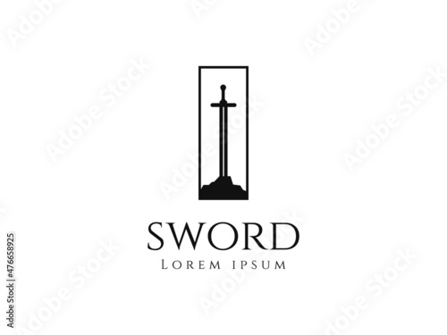 excalibur sword logo design. logo template photo