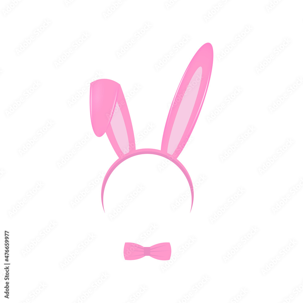 Bunny pink head accessory isolated on white background. Vector illustration