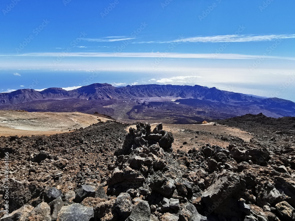 Volcanic landscape. El Teide national park landscape at Tenerife Island. Spain.