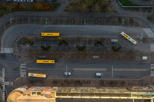 Sweden, Malmoe, Overhead view of bus station photo