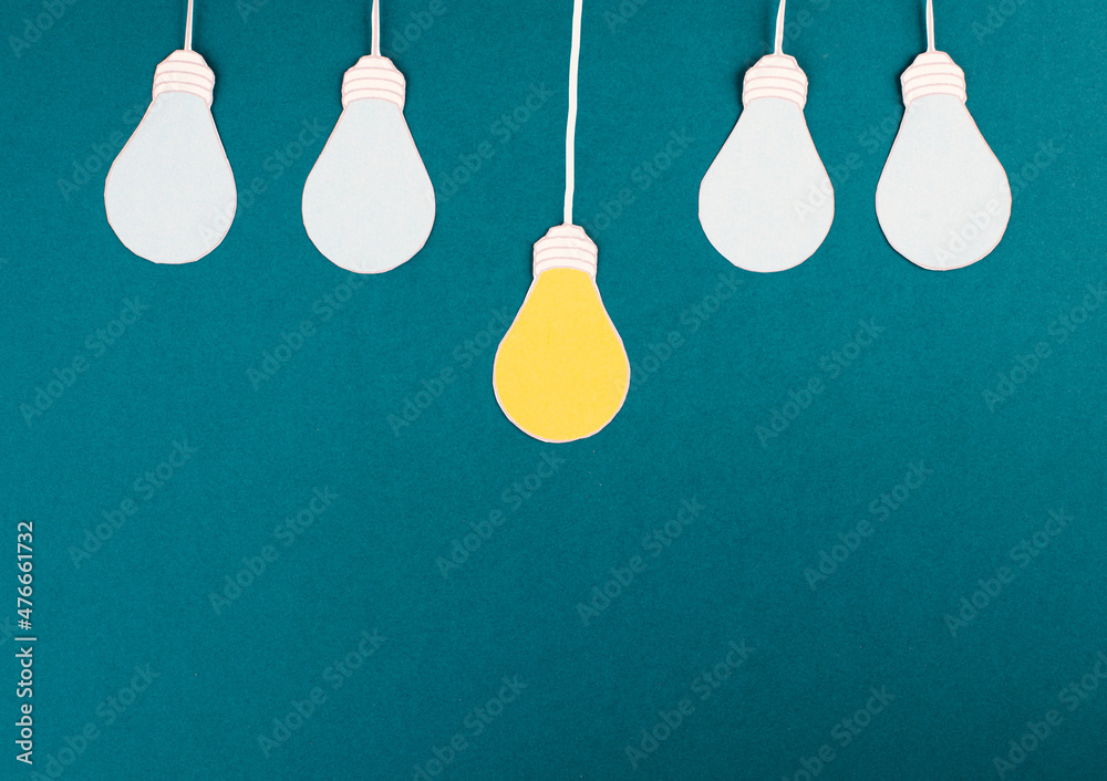 Standing out from the crowd, having a new idea, light bulb concept, be different, leadership Standing out from the crowd, having a new idea, light bulb concept, be different, leadership
