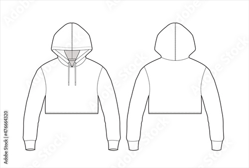 Ladies crop top hoodie vector mockup