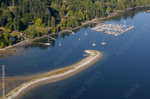 Ganges Spit and the Saltspring Island Sailing Club docks, Salt Spring Island, British Columbia, Canada photo