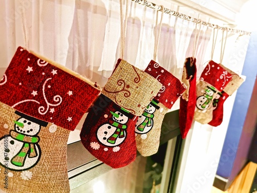 decorations - socks for gifts on the window