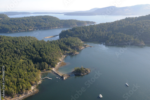 The canal between North and South Pender Island, North Pender Island Aerial Photographs, British Columbia, Canada. photo