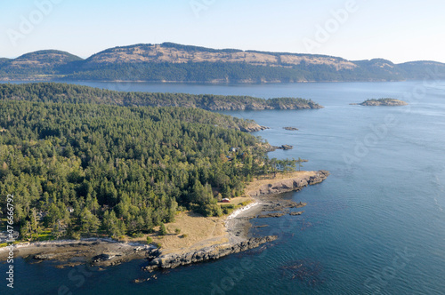 Aerial photograph of Brooks Point and Gowlland Point, South Pender Island, British Columbia, Canada photo