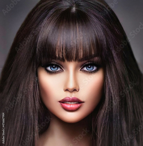 Beautiful brunette with long hair.