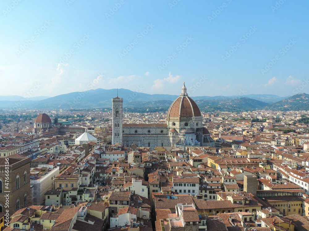 Beautiful view of Florence's Cathedral from a viewpoint at the terrace of Palazzo Vechio - Florence, Italy