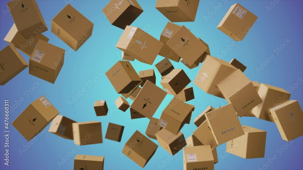 4k video of cartoon paper containers on blue background. 4k video of cartoon paper containers on blue background.