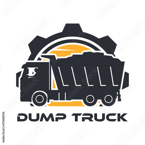 heavy machinery icon with shadows of operator driving a truck