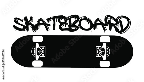 Skateboard skate park vintage logo. Skateboarding retro emblem. Vector illustration.Skateboard vector illustration.T-shirt apparel print design. Scratch board imitation. Black and white hand drawn art