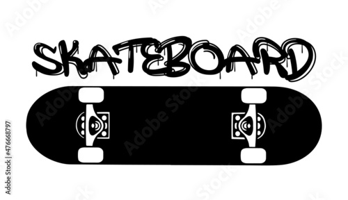 Skateboard skate park vintage logo. Skateboarding retro emblem. Vector illustration.Skateboard vector illustration.T-shirt apparel print design. Scratch board imitation. Black and white hand drawn art