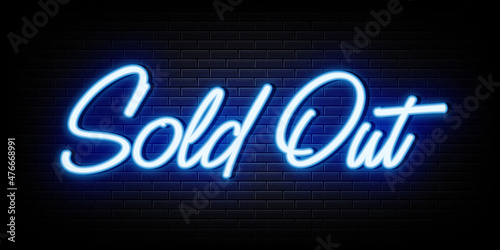 sold out neon sign. design element light banner 