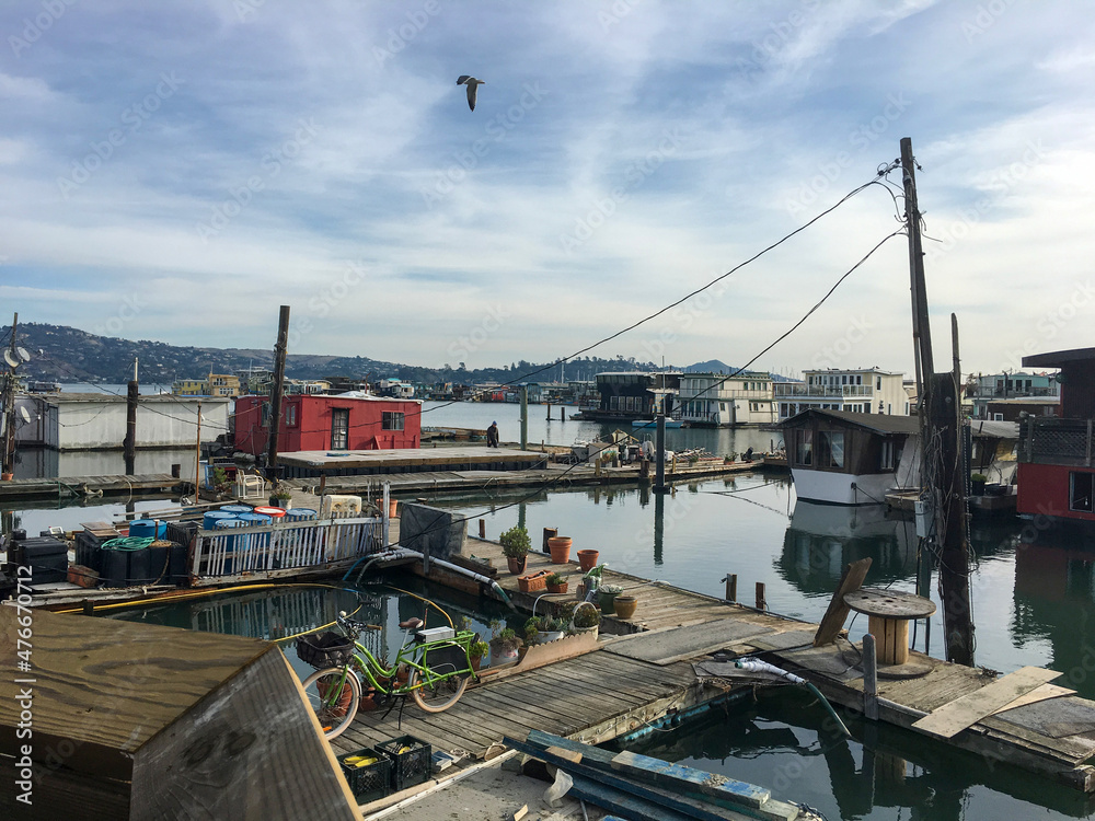 Naklejka premium View of Richardson Bay Marina in Sausalito