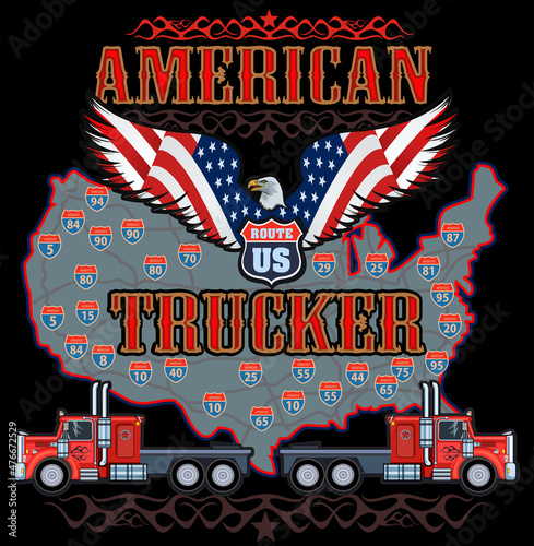 American truckers- American trucker T shirt design