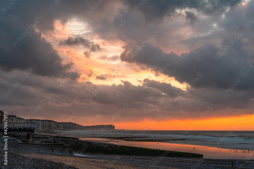 A dramatic cloudscape at sunset on the Atlantic coast of french Normandy