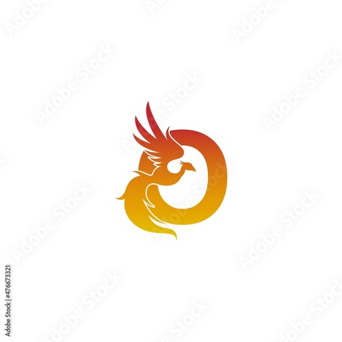 Letter O icon with phoenix logo design template