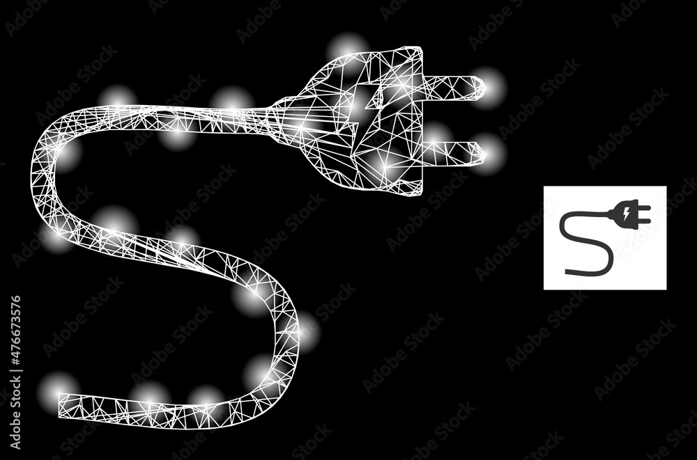 Vecteur Stock Constellation crossing mesh electric plug cable icon with ...