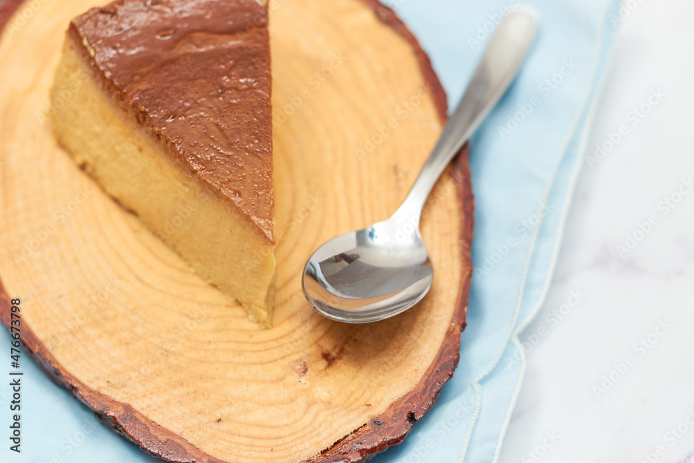 Traditional Mexican flan, dessert made with eggs and milk. Traditional Mexican flan, dessert made with eggs and milk.
