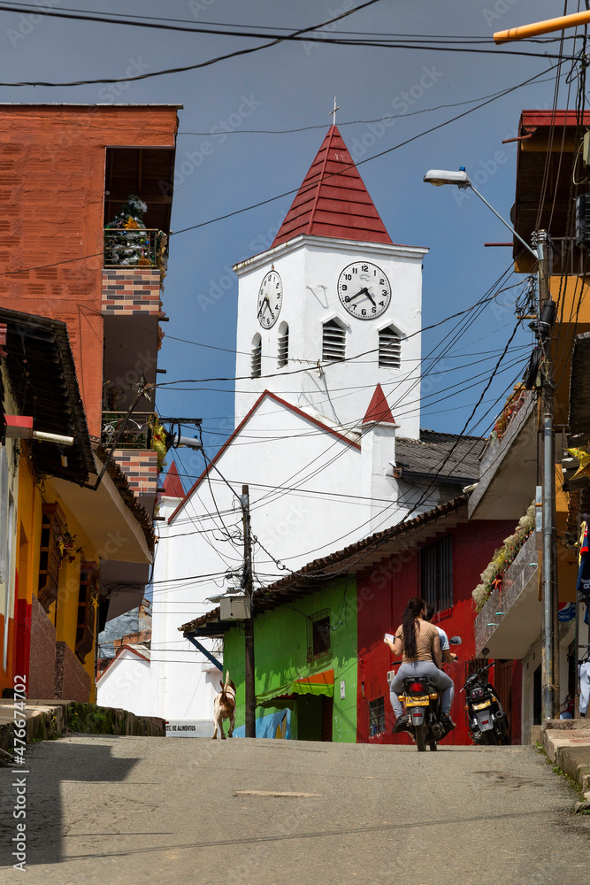 Obraz premium Angelopolis, Antioquia / Colombia - December 22, 2021. Angelopolis, its name means 'City of Angels' and it is located just 48 km from Medellín.