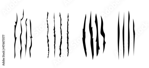 Cat tiger scratch marks isolated on white background. Vector silhouette illustration