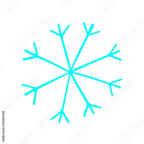 A snowflake drawn by hand. Winter Christmas Decoration