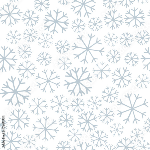snowflakes seamless doodle pattern, vector background