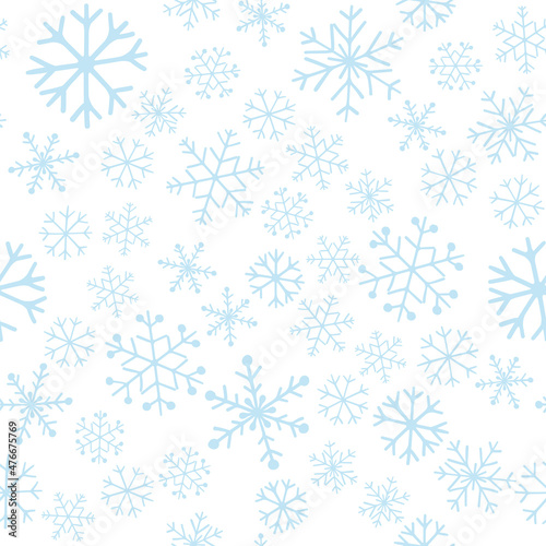 snowflakes seamless doodle pattern, vector background