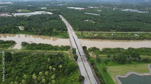 Aerial view Jalan Transkrian Bukit Panchor across Sungai Krian at Pulau Pinang photo