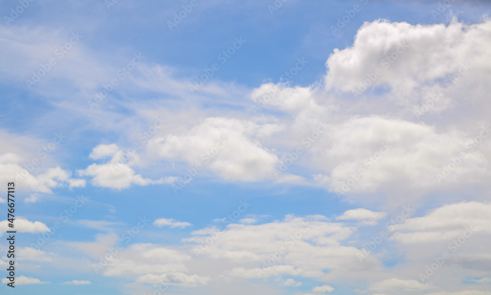 Bright Clouds on the blue sky showing white soft texture pattern.
