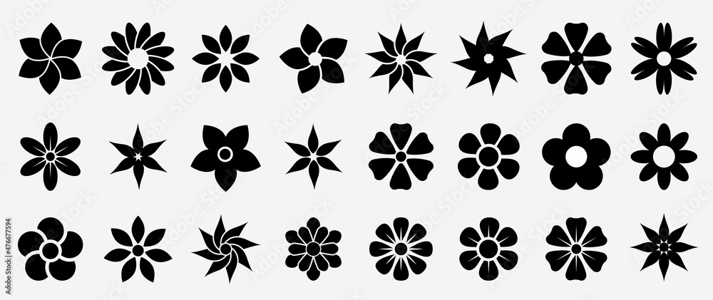 Flower icons set. Abstract flower icons isolated on white background. Flower simple icon. Stock vector.