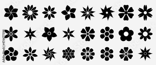Flower icons set. Abstract flower icons isolated on white background. Flower simple icon. Stock vector.