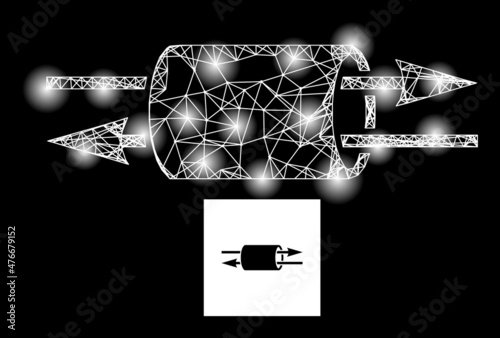 Glowing network VPN pipe icon with glowing spots. Illuminated constellation is created using VPN pipe vector icon and crossing lines. Glowing carcass VPN pipe, on a black background.