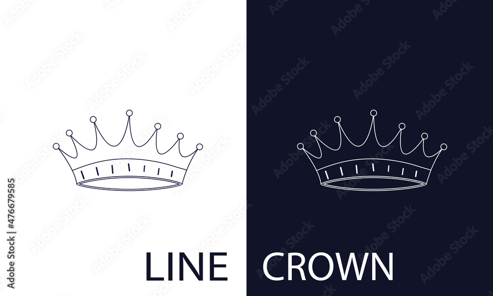 The rulers crown is in the lines. A symbol of power. Icon for dark and light backgrounds. Vector illustration. The rulers crown is in the lines. A symbol of power. Icon for dark and light backgrounds. Vector illustration.