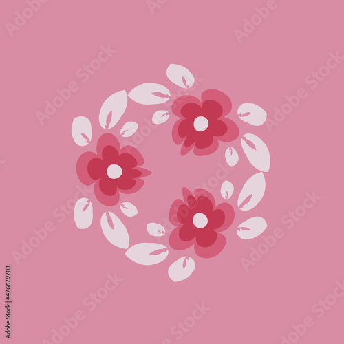 tile or handkerchief, frame of flowers, square. Design element of books, notebooks, postcards, interior items. Plants